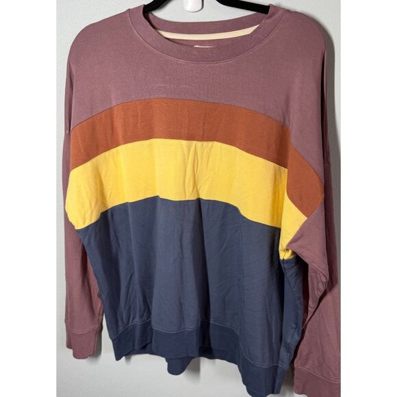Thread & Supply Womens Color Block Crew Neck Sweatshirt "that cozy life" Medium - Picture 1 of 12